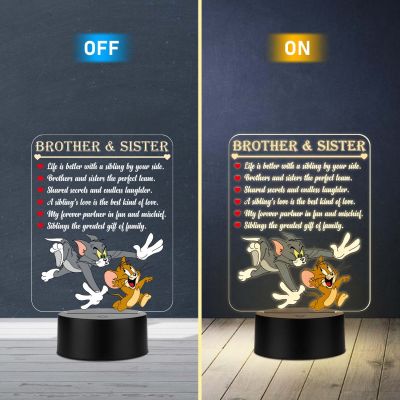 Brother Sister UV Print LED Night Lamp – Tom & Jerry Theme Acrylic Light